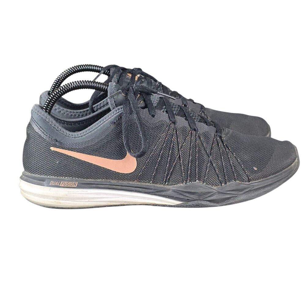Nike Dual Fusion Hit Women's Training Shoes Black Rose Gold Size 9